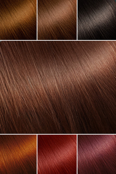 Color chart for tints. Hair color palette with a w