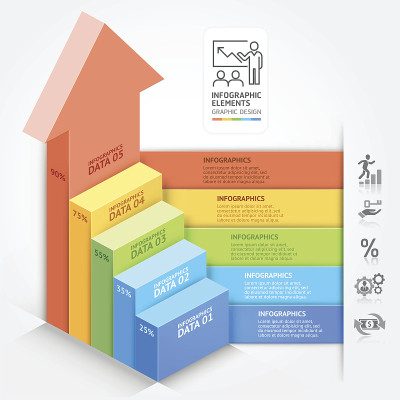 3d业务箭头楼梯图模板。