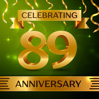 Realistic Eighty nine 89 Years Anniversary Celebra