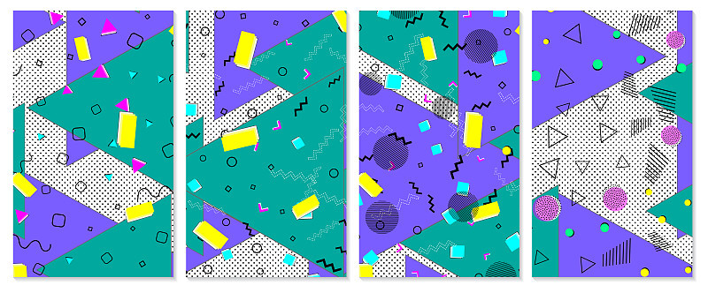Set of  pattern. Pop art color background.