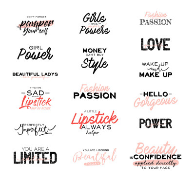 Cosmetic and fashion set with motivational and ins