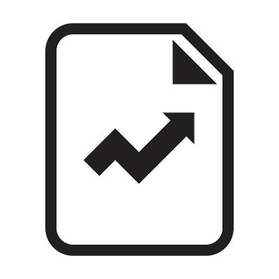 文档图标矢量与增长图和图形信息的业务数据和财务在一个轮廓字形象形图