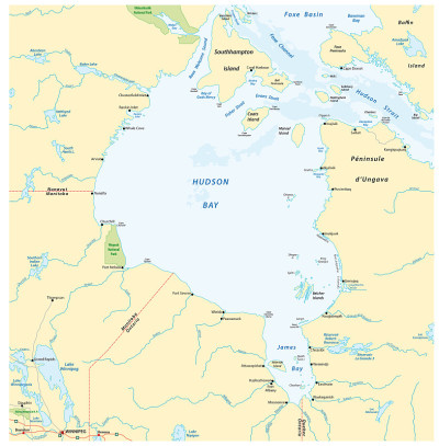 加拿大哈得逊湾边缘海矢量图