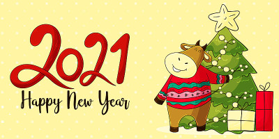 2021 HAPPY NEW YEAR Children's illustration. Chine
