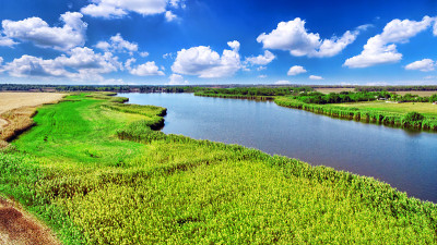 有河流和麦田的乡村风景