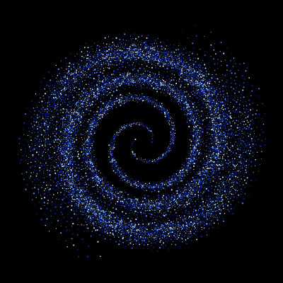 Sparkling blue whirlpool, funnel or swirl on a bla