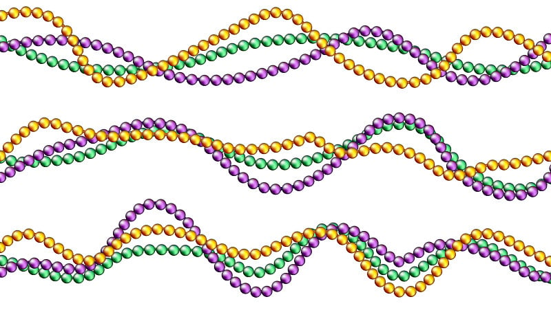 Mardi Gras decoration vector realistic beads on wh