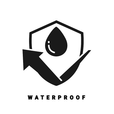 防水图标。带有水滴和反射的盾牌。水保护标志。