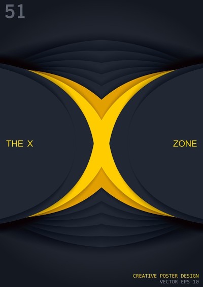 X区。3 d抽象背景。风格化剪纸风格的海报。多层阶梯式浮雕。矢量图