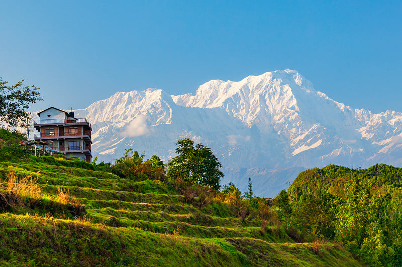 安娜普纳山脉空中全景，博卡拉