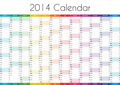 2014年日历