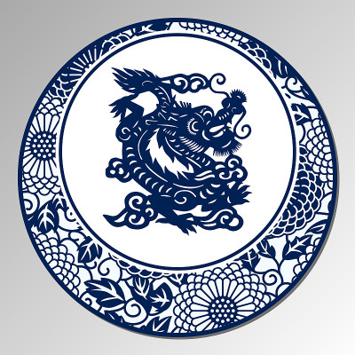 中国传统青花瓷，龙