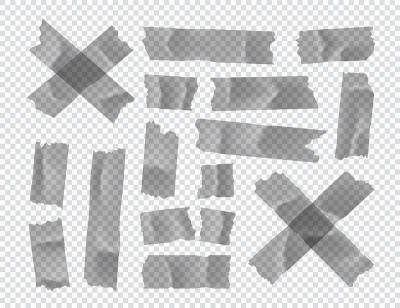 胶带。粘纸条孤立在透明背景上。矢量图