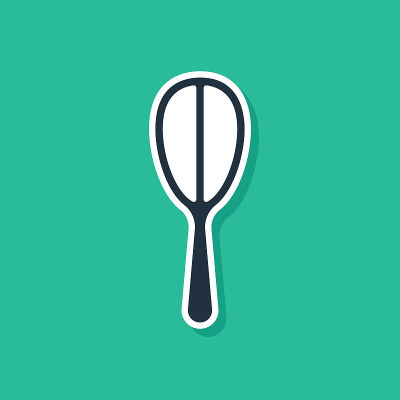 Blue Kitchen whisk icon isolated on green backgrou