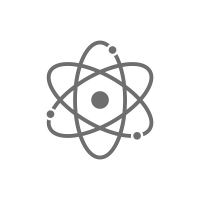 原子，分子，灰色图标。在白色背景上隔离