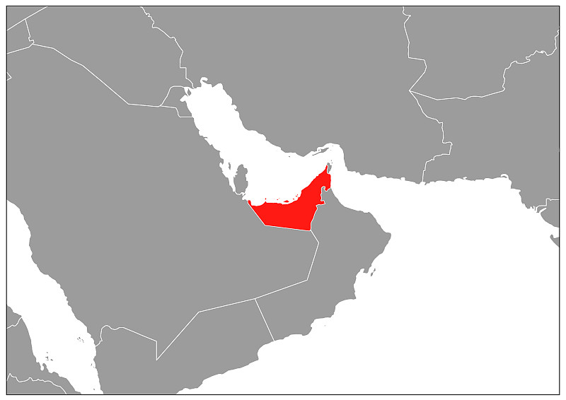 阿拉伯联合酋长国地图，灰色底面