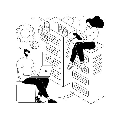 PHP和MySql开发抽象概念矢量说明。