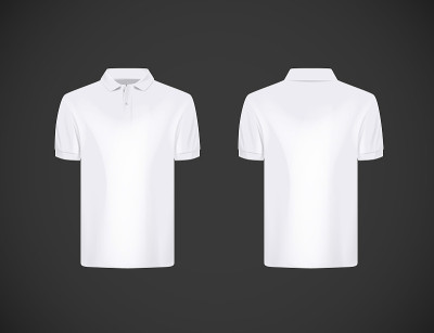 男士修身短袖polo衫。白色polo衫模型设计模板品牌。
