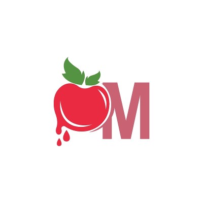 字母M与番茄图标标志设计模板插图