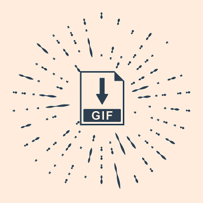 Black GIF file document icon. Download GIF button 