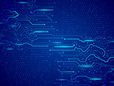 计算机通信控制元件。电路板矢量图