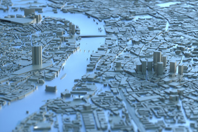 伦敦城市地图伦敦3d地图。3d渲染