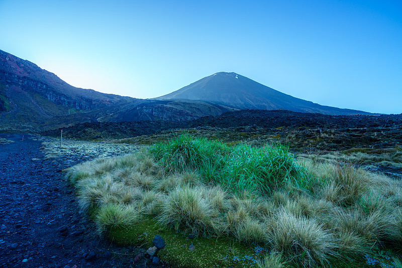 高山交界处，火山，mt。ngaruhoe，日出，新西兰15