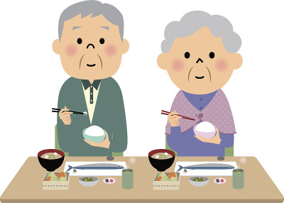 这对老夫妇正在吃饭
