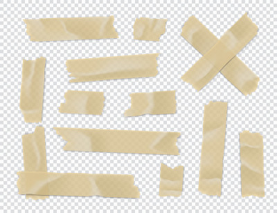 胶带。粘纸条孤立在透明背景上。矢量图