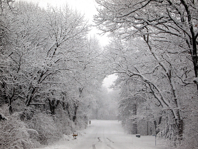 大雪过后的县城公路