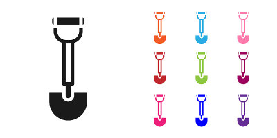 Black Sapper shovel for soldiers icon isolated on 