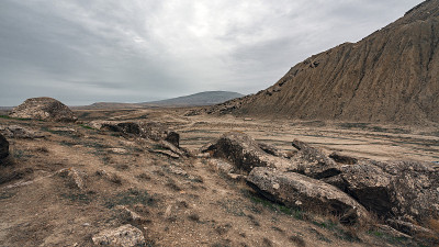 古代文明的遗迹。Gobustan储备、阿塞拜疆