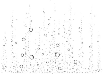 水下嘶嘶的空气、水或氧气气泡。