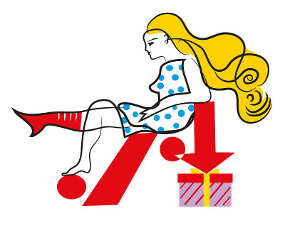 woman looking her red boot