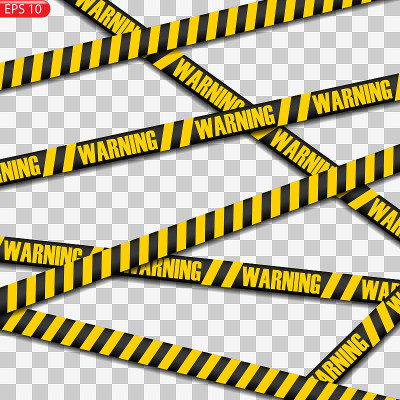 Black and yellow caution lines isolated
