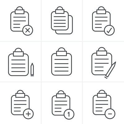 线条图标样式向量隔离剪贴板，列表图标集