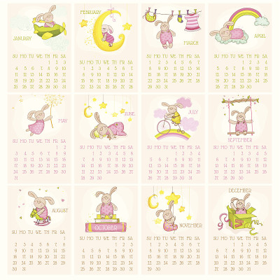 宝宝兔日历2015 -周从周日开始