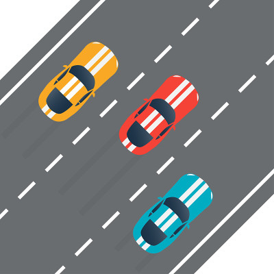 赛道上的赛车前视图。道路上的运动车辆。矢量插图。