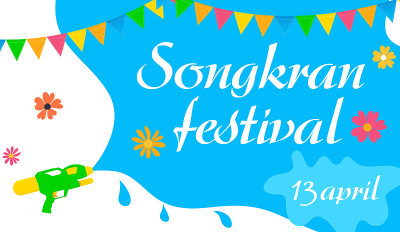 泰国泼水节的横幅为夏季fest。泰国民族文化。矢量图