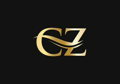 CZ标志设计矢量。Swoosh字母CZ标志设计