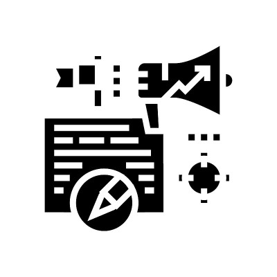 内容营销文案字形图标矢量插图