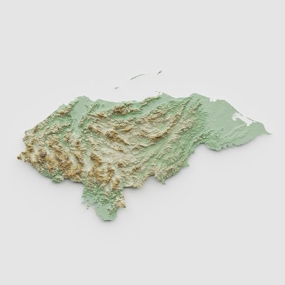 洪都拉斯地形图- 3D渲染