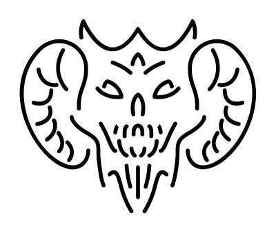 矢量线艺术与程式化的恶魔头