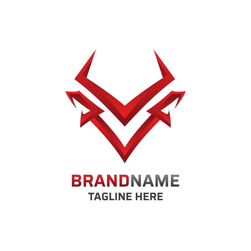 抽象现代红水牛公牛设计。