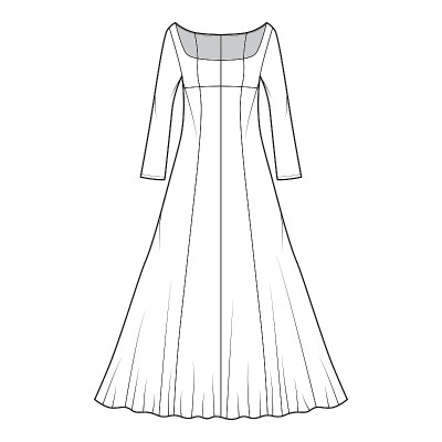 Dress evening technical fashion illustration with 