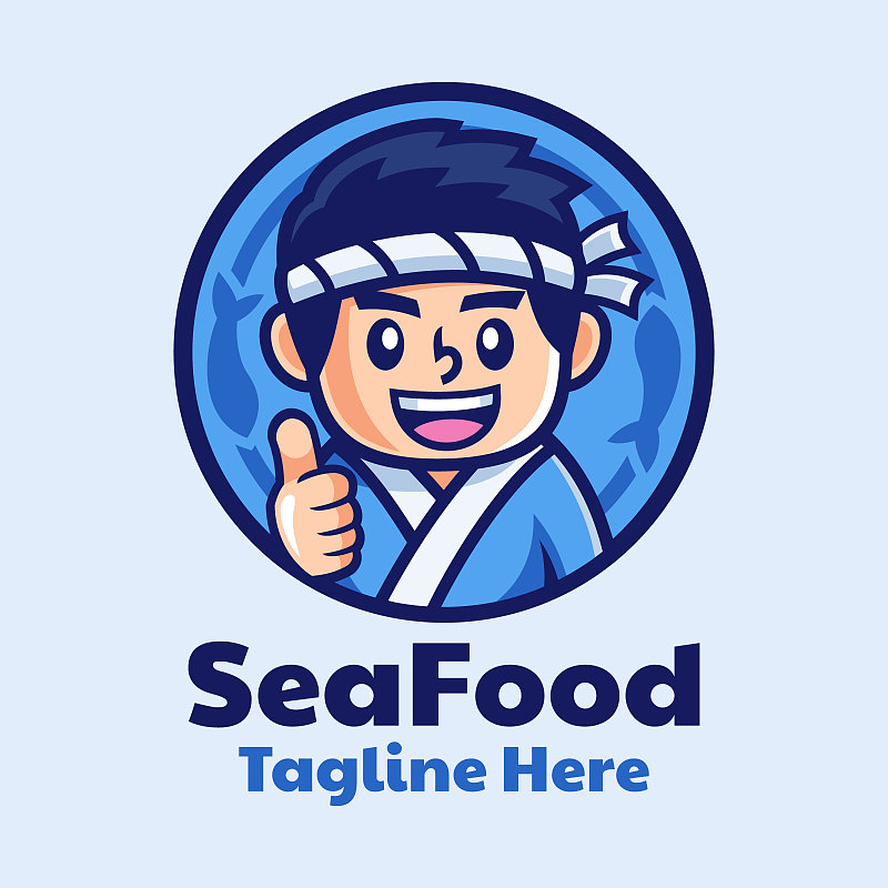 日本寿司厨师卡通标志设计