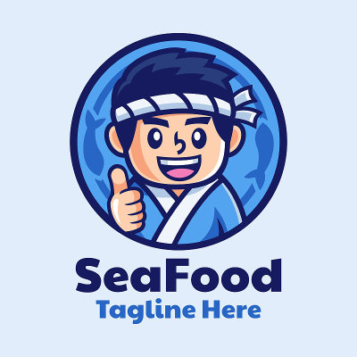 日本寿司厨师卡通标志设计
