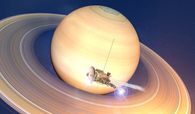 土星环的景象。卡西尼号探测器正在行星周围进行探索