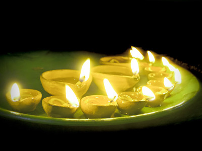 油灯，Diyas，火焰