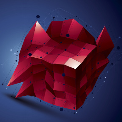空间矢量亮数字物体，三维技术图形